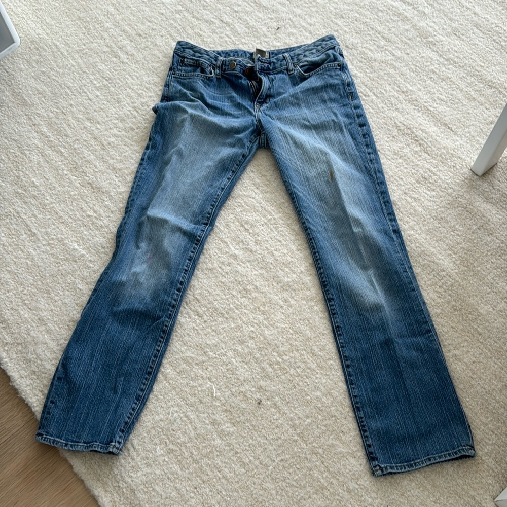 Gap curvy straight jeans size 12/31R, has what looks like paint stain see photo